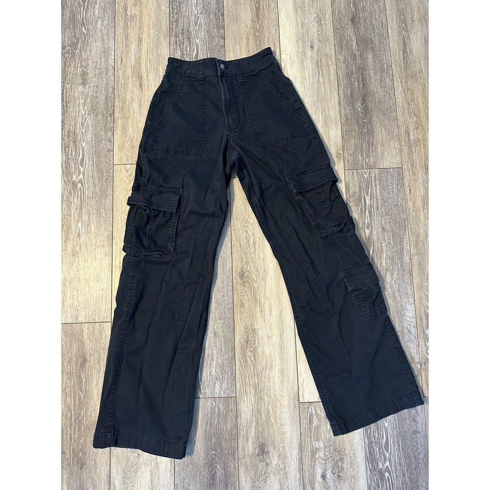 Hollister Black Cargo Pants Ultra High-Rise Baggy 000R
